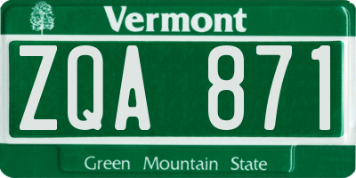 VT license plate ZQA871