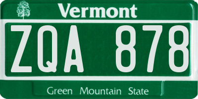 VT license plate ZQA878