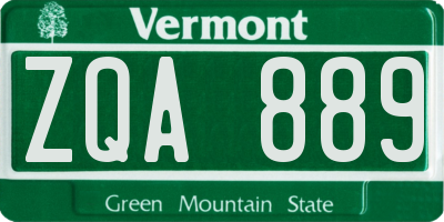 VT license plate ZQA889