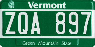 VT license plate ZQA897