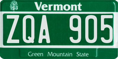 VT license plate ZQA905