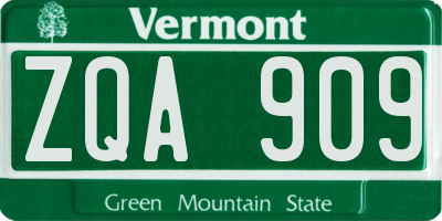 VT license plate ZQA909