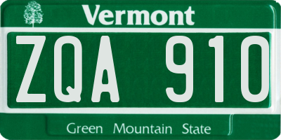 VT license plate ZQA910