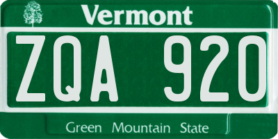 VT license plate ZQA920