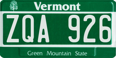 VT license plate ZQA926