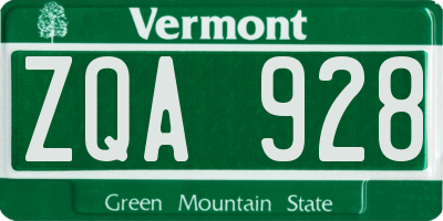 VT license plate ZQA928