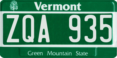 VT license plate ZQA935