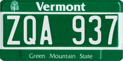 VT license plate ZQA937
