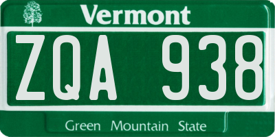 VT license plate ZQA938