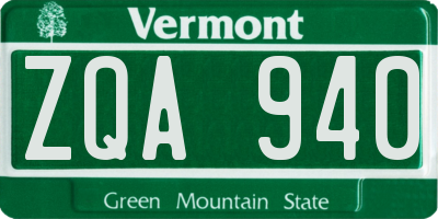 VT license plate ZQA940