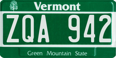 VT license plate ZQA942