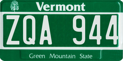 VT license plate ZQA944