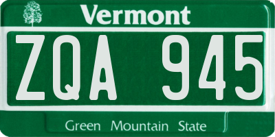 VT license plate ZQA945