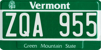 VT license plate ZQA955