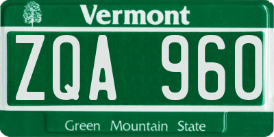 VT license plate ZQA960