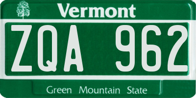 VT license plate ZQA962