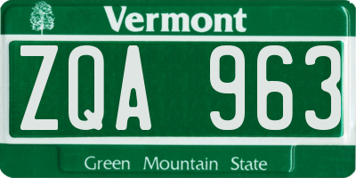 VT license plate ZQA963