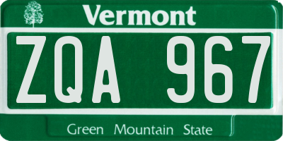 VT license plate ZQA967