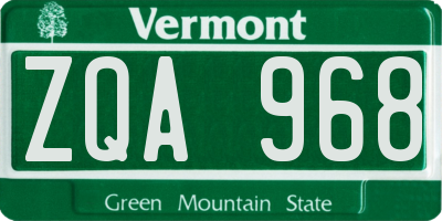 VT license plate ZQA968