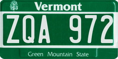 VT license plate ZQA972