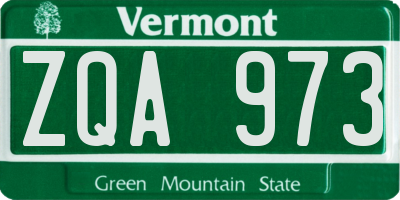VT license plate ZQA973