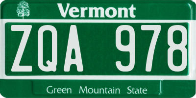 VT license plate ZQA978