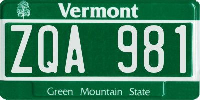 VT license plate ZQA981