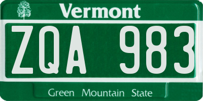 VT license plate ZQA983