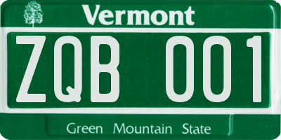 VT license plate ZQB001