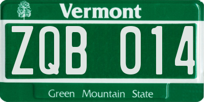 VT license plate ZQB014