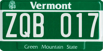 VT license plate ZQB017