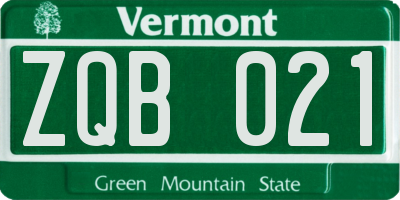VT license plate ZQB021