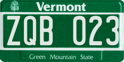 VT license plate ZQB023