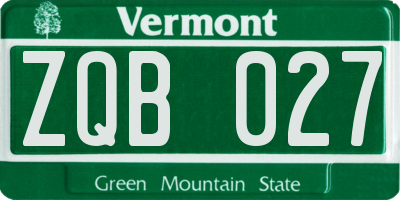 VT license plate ZQB027