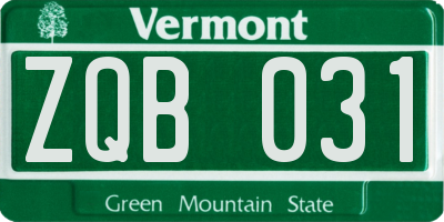 VT license plate ZQB031