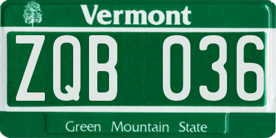 VT license plate ZQB036