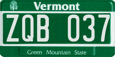 VT license plate ZQB037