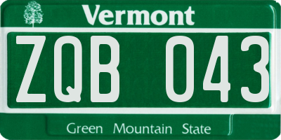 VT license plate ZQB043