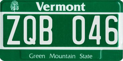 VT license plate ZQB046