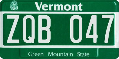 VT license plate ZQB047