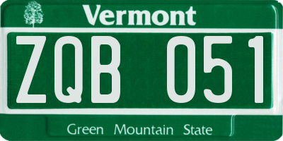 VT license plate ZQB051