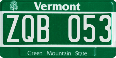 VT license plate ZQB053