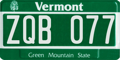 VT license plate ZQB077
