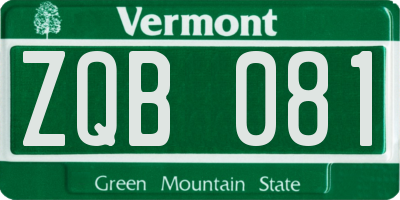 VT license plate ZQB081