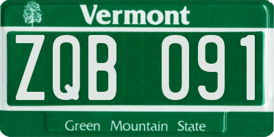 VT license plate ZQB091