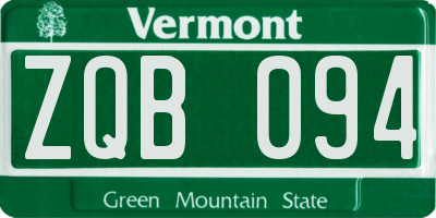 VT license plate ZQB094