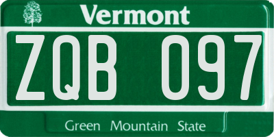 VT license plate ZQB097