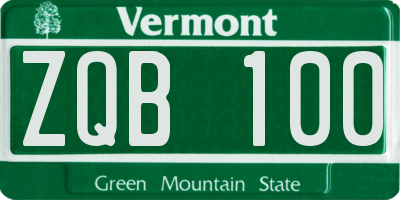 VT license plate ZQB100