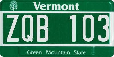 VT license plate ZQB103