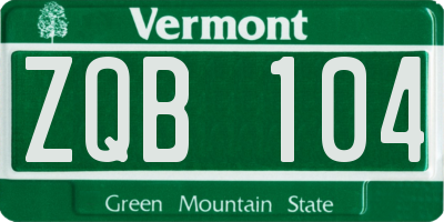 VT license plate ZQB104